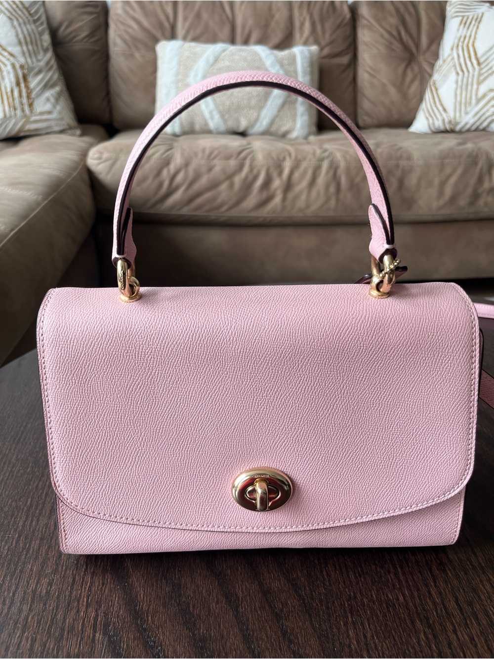 Coach Pink Top-Handle Satchel with Gold Hardware